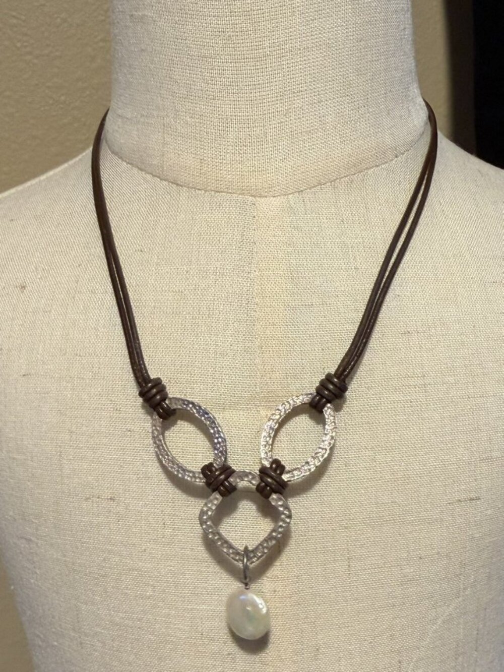 N1257 Retired Silpada Coin Pearl/Silver Necklace